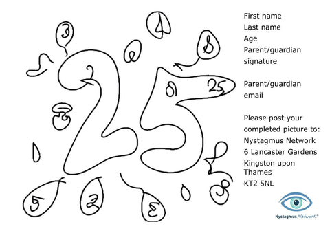 A line drawing of a number 25 to be coloured in.
