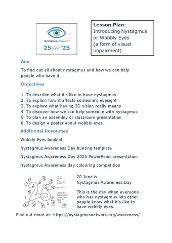 The Nystagmus Awareness Day lesson plan for 2025.