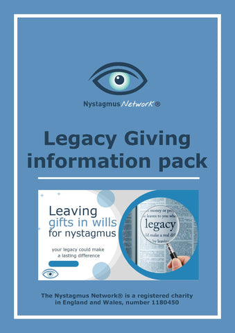 The front page of the Nystagmus Network Legacy Giving information pack.