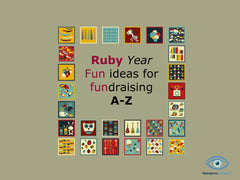 The front cover of the Nystagmus Network digital A-Z guide to fun fundraising to mark the Ruby Year 2024.