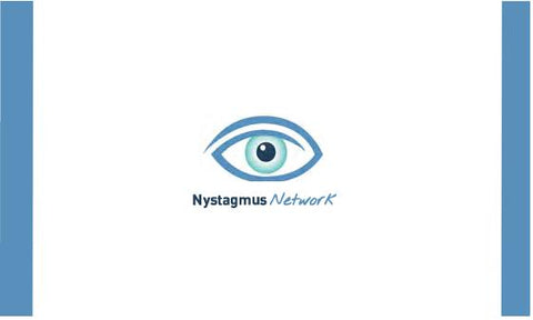 The front of the Nystagmus Network business card showing the eye logo.