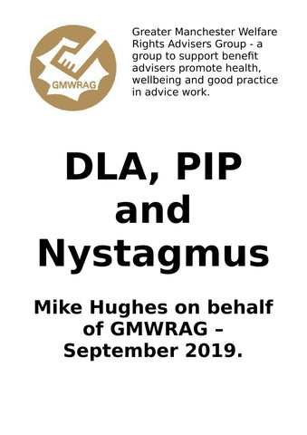 The front cover of DLA, PIP and Nystagmus.