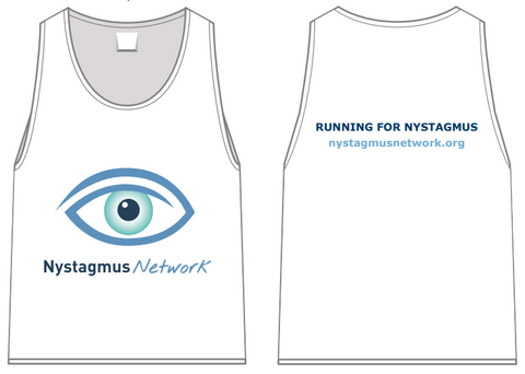 The front and back of the Nystagmus Network running vest for women.